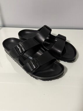 Birkenstock Black Two-Strap EVA Slide Sandals